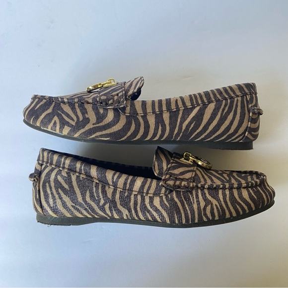 Michael Kors Zoey Zebra Print Loafers Kids Size 2 - Picture 4 of 14